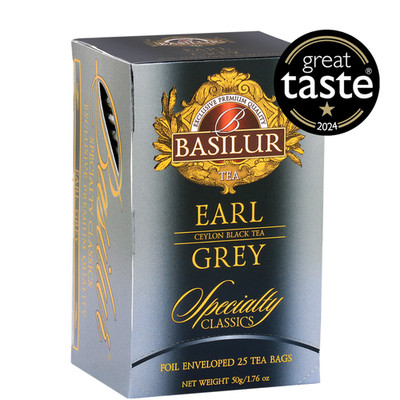 Basilur Earl Grey Tea 25 Enveloped Tea Bags Pure Ceylon Black Tea Bergamot Blend