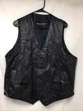 Vintage Wilsons Leather Vest Mens Size Large Black Biker Motorcycle 90s Y2K
