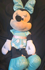 Disney Minnie Mouse Large Plush Stuffed Doll Blue Polka Dot Dress Bow
