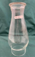 BEADED TOP CLEAR GLASS OIL LAMP CHIMNEY SHADE - 3" FITTER 8 1/2" TALL(HSB2)