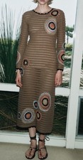 ZARA LONG KNIT CROCHET DRESS MINK 1957/021 SIZE L BNWT