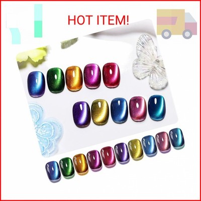 JODSONE Cat Eye Gel Nail Polish 10 Colors Blue Green Red with Base Coat Top Coat