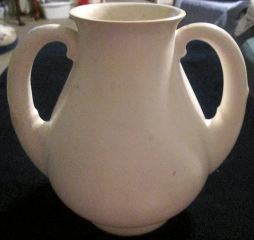 Stangl Pottery 1937-1938 Satin White 7" Flower Vase With Handles #3111