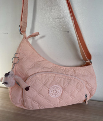 Kipling Asymmetrische Umhängetasche Umhängetasche Tasche in Pfirsich geprägt Neu