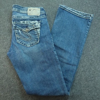 Silver Jeans Co 28x33 Tuesday Low Boot Distressed Stretch Women's Fits 31x31½