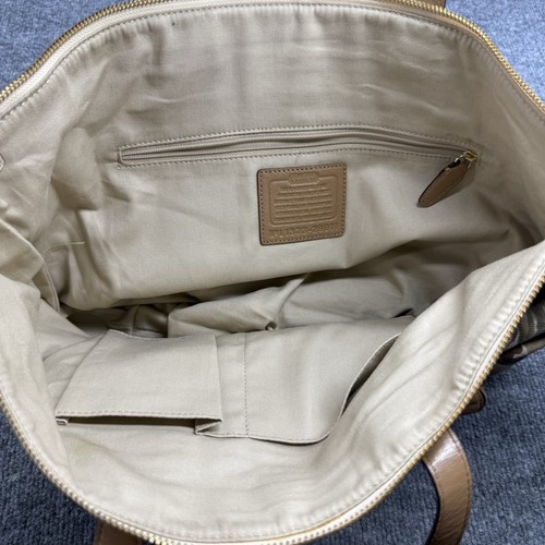 Coach Floral Canvas Leather Tote Bag Brown Cream Large Zip Top Purse 1373-29011 - Picture 19 of 24