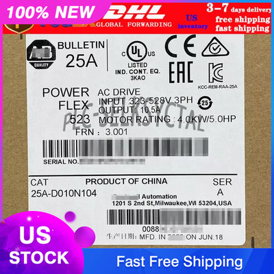 New AB 25A-D010N104 Powerflex 523 AC Drive 4kW 5Hp 25AD010N104 US Free Tax