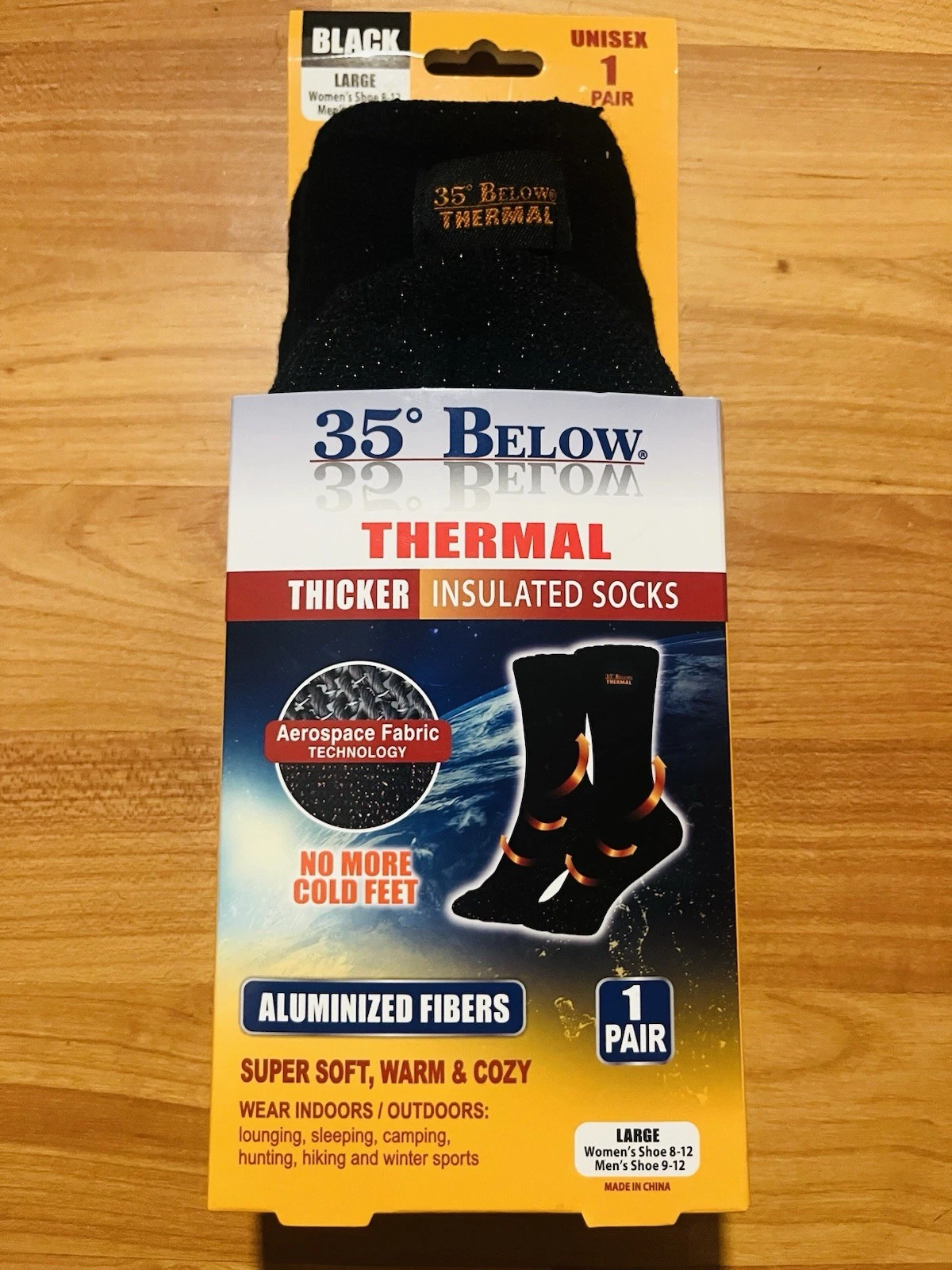 35 Below Thermal Insulated Socks Large Black Super Soft