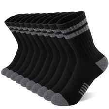 10 Pairs Boys Crew Long Athletic Socks for 4-6 6-8 8-10 Years Old Kids Calf S...
