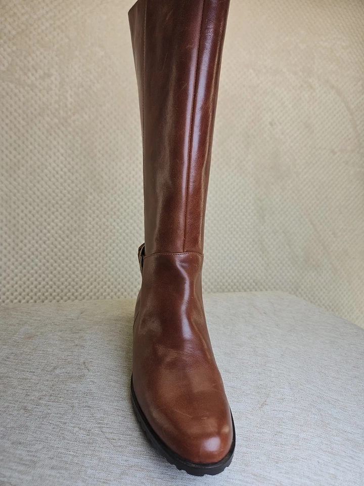 Женщина Amalfi Nordstrom пряжка Италии кожаный коричневый ботинки 6,5 B высокий молнии новый без коробки. - Изображение 4 из 4