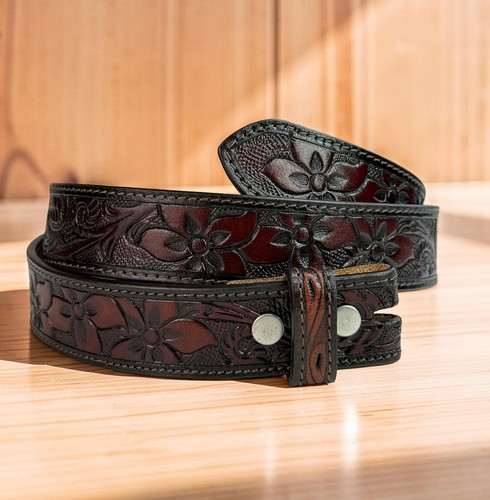 Damen Western Ledergürtel, floral geprägt Cowgirl handbesetzt Gürtel 1-1/2" - Bild 8 von 20