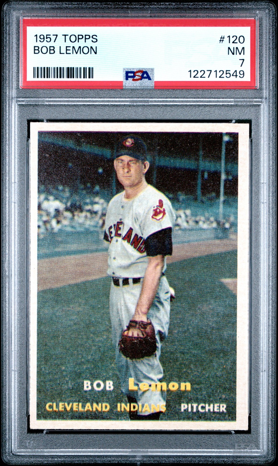 1957 TOPPS #120 BOB LEMON PSA 7