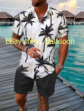 2-Piece Set Men Summer Outfit Short Sleeve Sweatshirt T Shirts and Shorts Suits