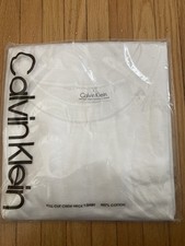 Vintage CALVIN KLEIN White Undershirt Size L Crew Neck Classic Deadstock 90s