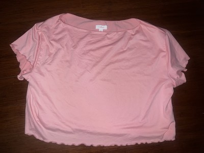 NEW Women's Pink Colsie Soft Lounge Top XL Curly Hem Detail CUTE FREE SHIP