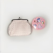 Women's Faux Leather Metal Frame Clasp Coin Change Purse Ladies Pink