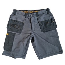 DeWalt Work Shorts W34 L11 Grey Cargo Holster Pocket Double Stitched