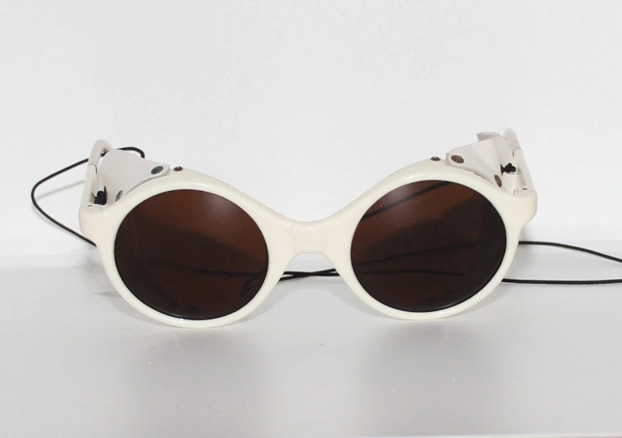 500 $ Vuarnet 028 Blanco Glaciar Gafas de sol PX5000 Marrón oscuro Lente Cable Gancho Brazos Foto 4 de 4