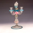 Murano Venetian Glass Pink & Turquoise Candelabra - Damaged For Restoration