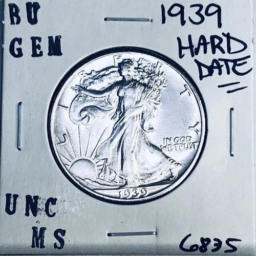 1939 BU GEM LIBERTY WALKING SILVER HALF UNC MS+++ U.S. MINT RARE COIN 6835