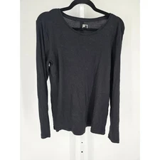 JCP JcPenney Womens Sz XL Long Sleeve Crew Neck T Shirt Solid Black