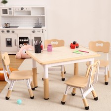 Kids Table and Chairs Set Wooden Kids Multi-A...