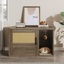 Cat Litter Box Enclosure Side End Table Furniture Cabinet with Scratching Pad