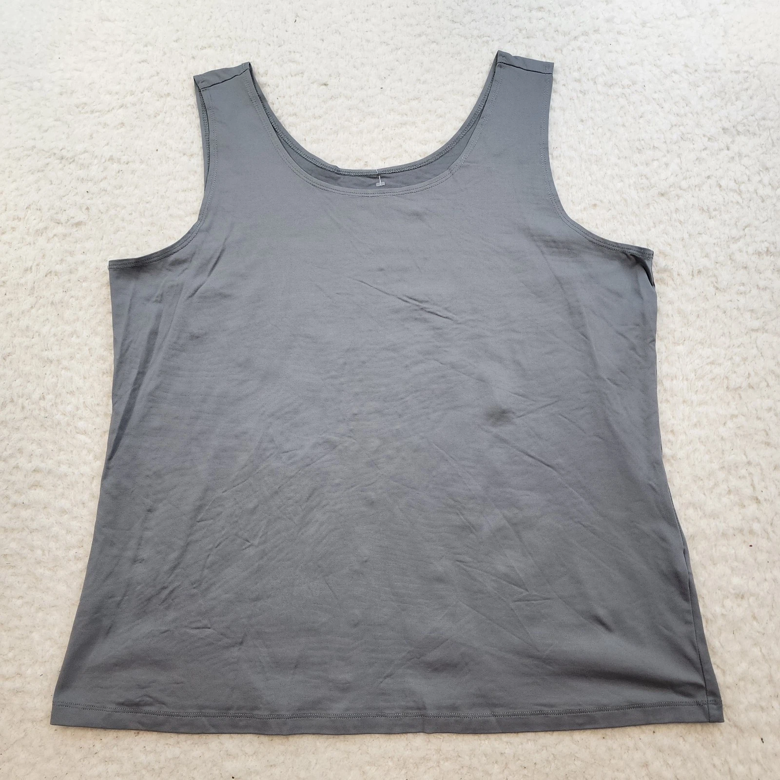 Christopher Banks Wide Strap Stretch Tank Top XL Gray Base Layer Scoop Smooth