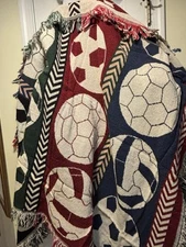 Woven Jacquard Throw Mohawk Home Soccer Balls 100% Cotton Made USA NEW NIP VTG