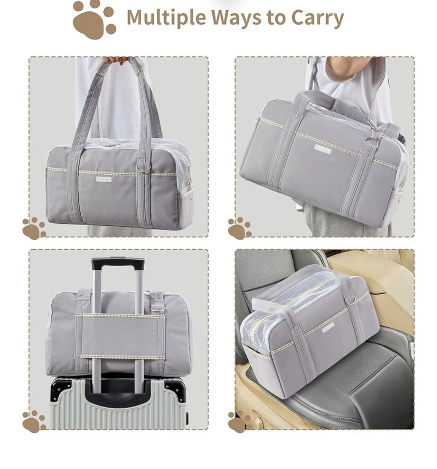 Machamie- Grey Cat Carrier | Mesh Windows | Soft Luxury-  Small Dogs,Up to 15 lb - Image 3 of 4