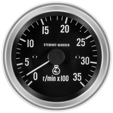 Stewart Warner Deluxe Series Tachometer Diesel 0-3500 3 38 Dia In-dash 82636 Stewart Warner Deluxe Series Tachometer Diesel 0-3500 3 38 Dia In-dash 82636