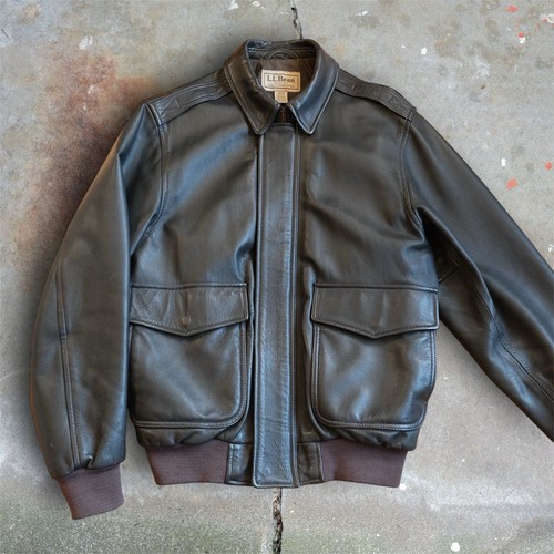 Vintage LL Bean USA Made Brown Goatskin Leather Bomber Jacket Men’s Size M