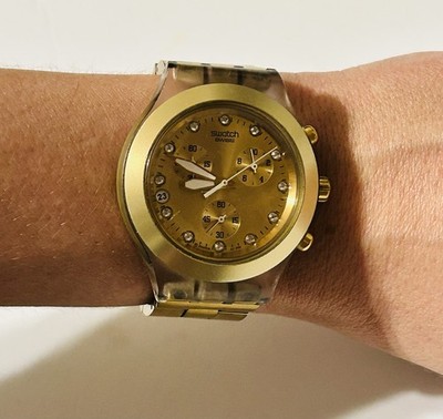 SWATCH Vintage Irony Diaphane Y2K Gold Chronograph Watch Original Swatch Irony Diaphane Gold - Gem main image 2