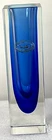 Blue Cristallo Murano Sommerso Vase, Art Glass Murano Italy 6.25" SIGNED VINTAGE