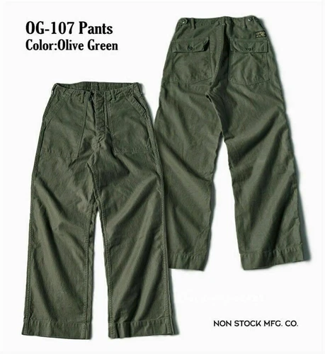 NON STOCK OG-107 Fatigue Utility Pants Military Baker Trousers Sateen Army Green - Picture 14 of 36