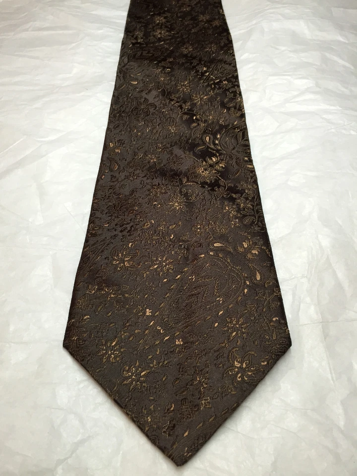 MURANO MEN'S TIE BROWN WITH GOLD ACCENTS 60 X 4 - Image 2 of 4