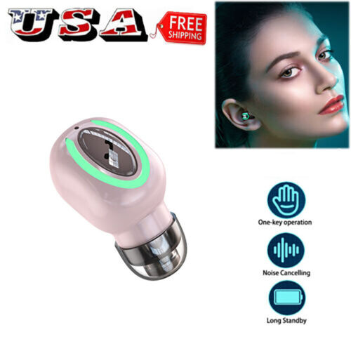 Bluetooth Earphone with Mic Earpiece In-ear Mini Earbud for Android iOS Phones - Picture 1 of 13