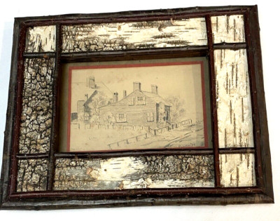Rustic Framed Pencil Drawing by A.L. LaRue 1939 #343