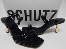 Schutz Lover Mid Size 7 M B Women's Leather Stiletto Heel Slide Sandals Black
