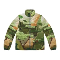 Fractal Forest Puffer Jacket Women's Outdoor Apparel Stylish Winter Wear Warm