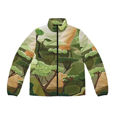 Fractal Forest Puffer Jacket Women's Outdoor Apparel Stylish Winter Wear Warm