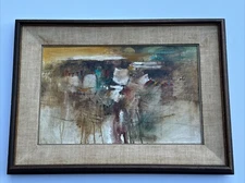VINTAGE ABSTRACT PAINTING MYSTERY ARTIST EXPRESSIONISM 1970'S SIGNED OIL