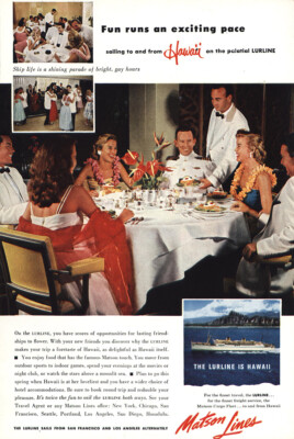 1954 Matson Line: Hawaii, Lurline, Dinner Vintage Print Ad | eBay