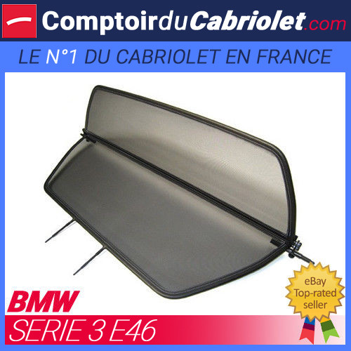 Filet anti-remous Bmw E46 cabriolet : windschott saute-vent noir déflecteur d'air mesh