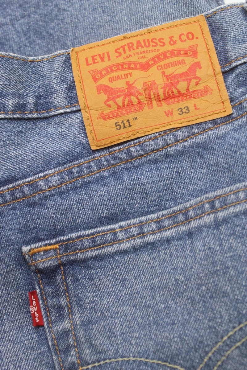 パンツ Levi's 511 USA W33 LEVI's 511 Shorts Men's W33 Denim Whiskers Faded Blue Zip Fly | eBay