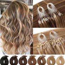 Micro Ring Loop Tips Remy Human Hair Extensions Micro Beads Link Full Head ASP