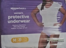 WOMEN’S PROTECTIVE UNDERWEAR AMAZON BASICS SIZE M / 20 COUNT