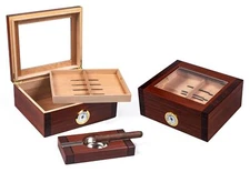 Prestige Import Group - The Sovereign Cigar Humidor Glasstop Gift Set w/ Ashtray