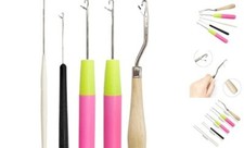 5PCS Latch Hook, Different Sizes Small Crochet Hooks Needle for Hair
