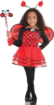 Ballerina Red & Black Bug Costume - Kids Small (4-6), 4-Piece Set - Halloween